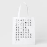 ABCDEFGH
 IJKLMNDO
 PQRSTUV
 WXYZM 
 NC ARATAS
 BEBACACLCECU
 ESFRGAGEINLILA
 MONINOPARARUSE
 SITA
   Reusable Bag Reusable Grocery Bags