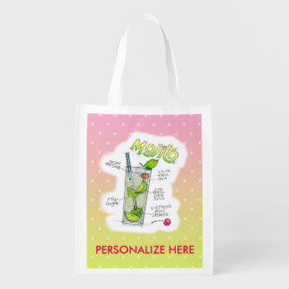 REUSABLE BAGS - MOJITO RECIPE COCKTAIL ART