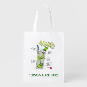 REUSABLE BAGS - MOJITO RECIPE COCKTAIL ART