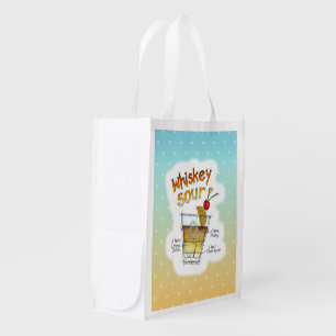REUSABLE BAGS - WHISKEY SOUR RECIPE COCKTAIL ART