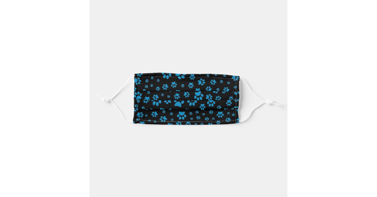 Reusable Black And Blue Paw Print Cloth Face Mask Zazzle Com