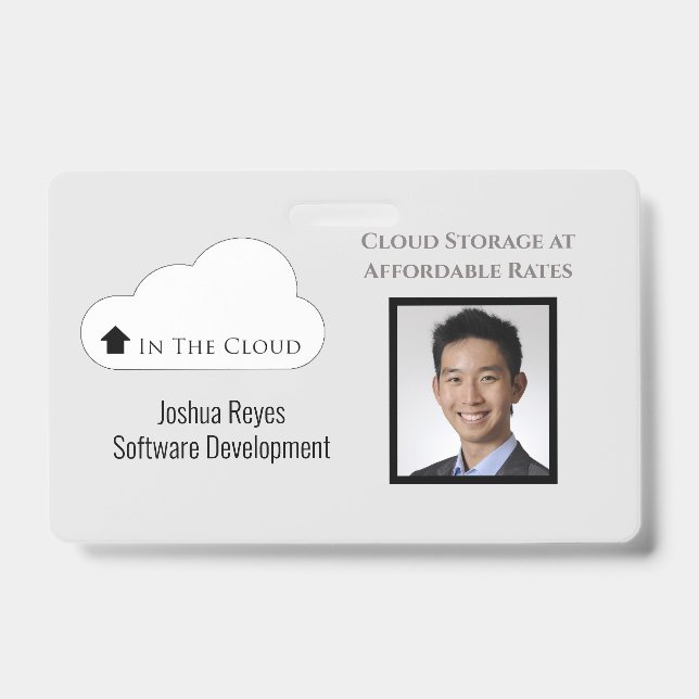 Reusable Black and Gray Photo Horizontal Magnetic  Badge (Front)