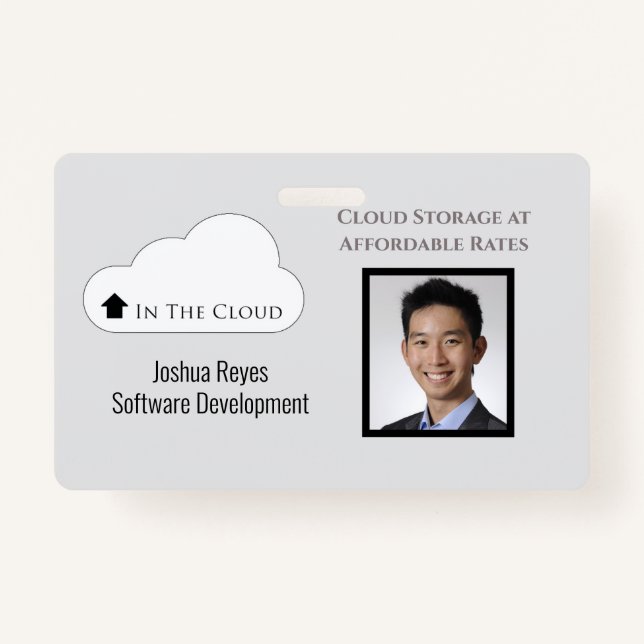 Reusable Black and Gray Photo Horizontal Magnetic  Badge (Front)
