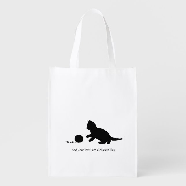 Reusable Cat Silhouette Minimalist Grocery Bag (Front)