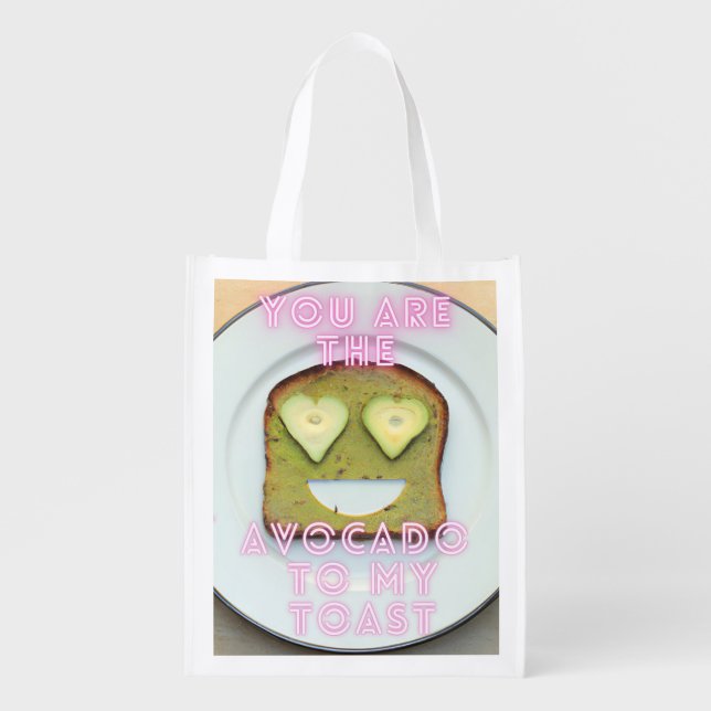 Reusable Eco Friendly Avocado Toast Grocery Bag (Front)