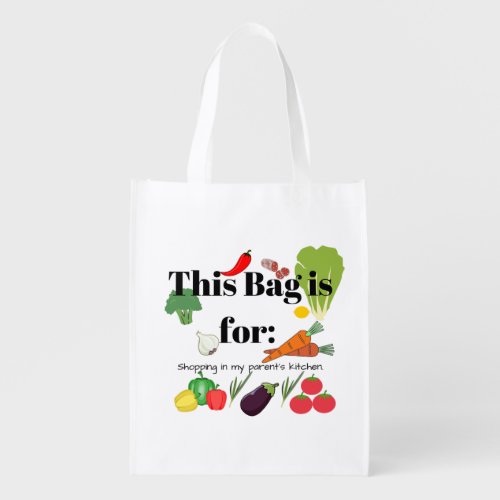Reusable for shopping in parents kitchen grocery bag