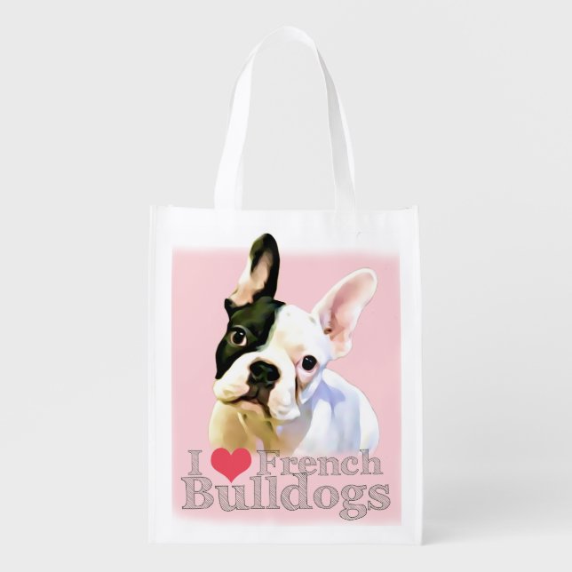 Reusable Frenchie Bag - I Heart French Bulldogs (Front)