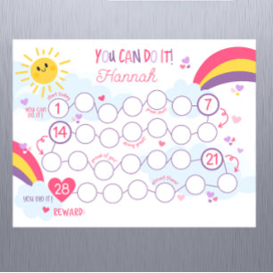 Reusable Girl's Reward Chart Chore Chart Rainbows Magnetic Dry Erase Sheet