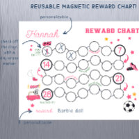 Reusable Girl's Soccer Reward Chart Chore Chart