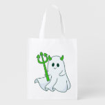 Reusable Grocer Cute Devil Ghost -Green Trident Grocery Bag