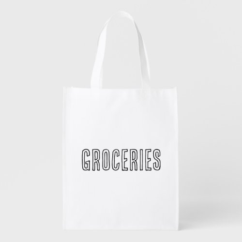 Reusable Grocery Bag Black White Minimal Modern