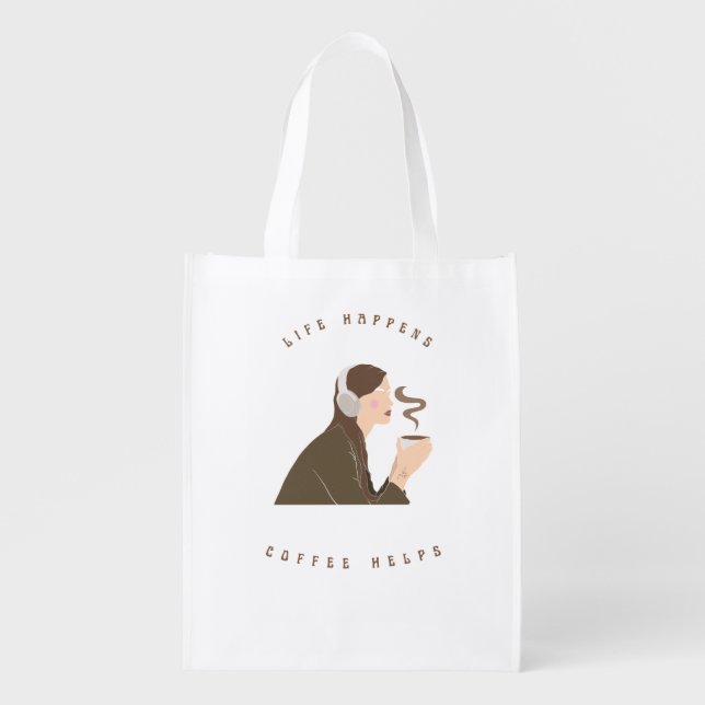 Reusable Grocery Bag coffee design (Front)