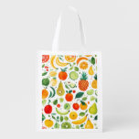 Reusable Grocery Bag Fruit Garden Art Pattern