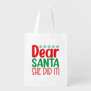 Reusable Grocery Bag-Funny Xmas Quotes Bag