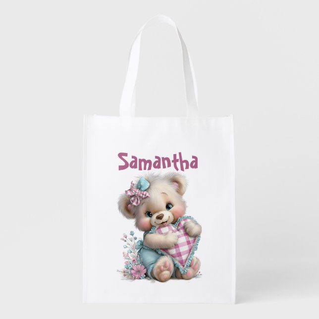 Reusable Grocery Bag Teddy Bear Baby Shower  (Front)