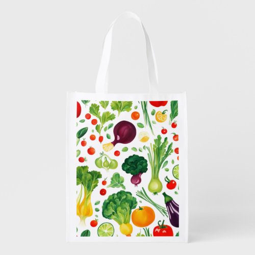 Reusable Grocery Bag Vegetable Garden Pattern