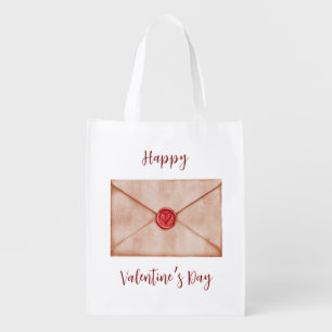 Reusable Grocery Bag vintage envelope with a red w