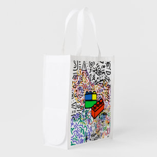 Reusable Grocery Bag white and color