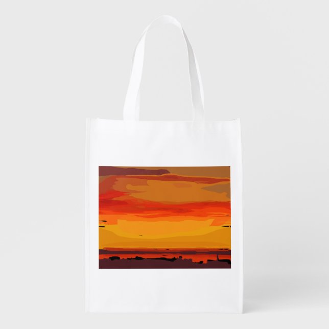 Reusable Grocery Bag with Abstract Art (Front)