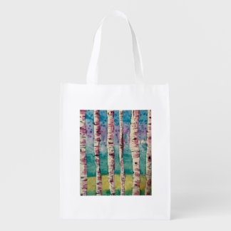 Reusable Grocery Bag with Blushing Birches