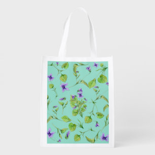 Reusable Grocery Bag with Bright Summer Violets