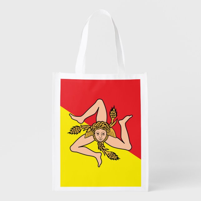 Reusable grocery bag with Flag of Sicily, Italy (Front)