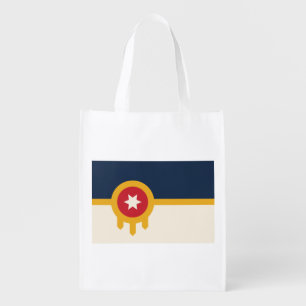 Reusable grocery bag with Flag of Tulsa City