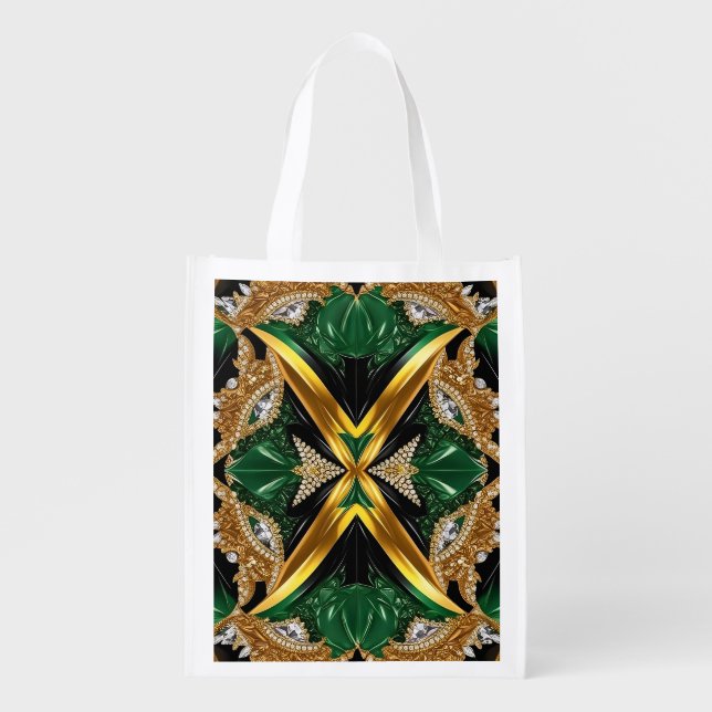 Reusable grocery bag with Jamaican Colors (Front)