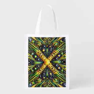 Reusable grocery bag with Jamaican Colors