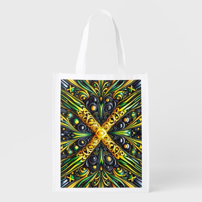 Reusable grocery bag with Jamaican Colors (Front)
