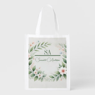 Reusable Grocery Bag with Minimalistic Flower