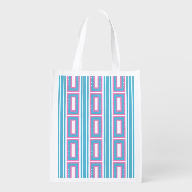 Reusable Grocery Bag with Rectangle Patterns (Back)