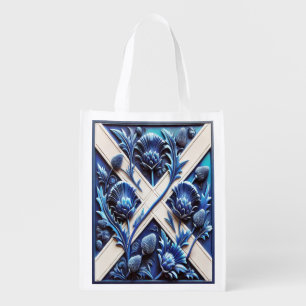 Reusable grocery bag with Scottish Thistles