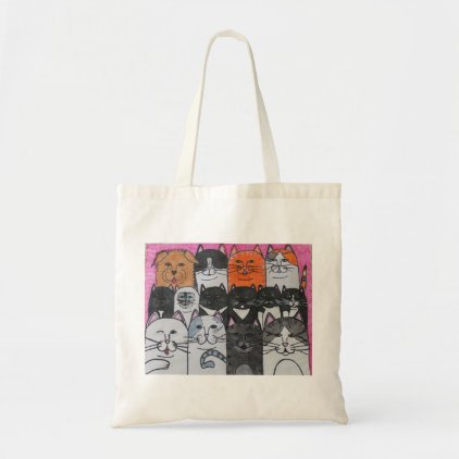 Reusable grocery tote - cats