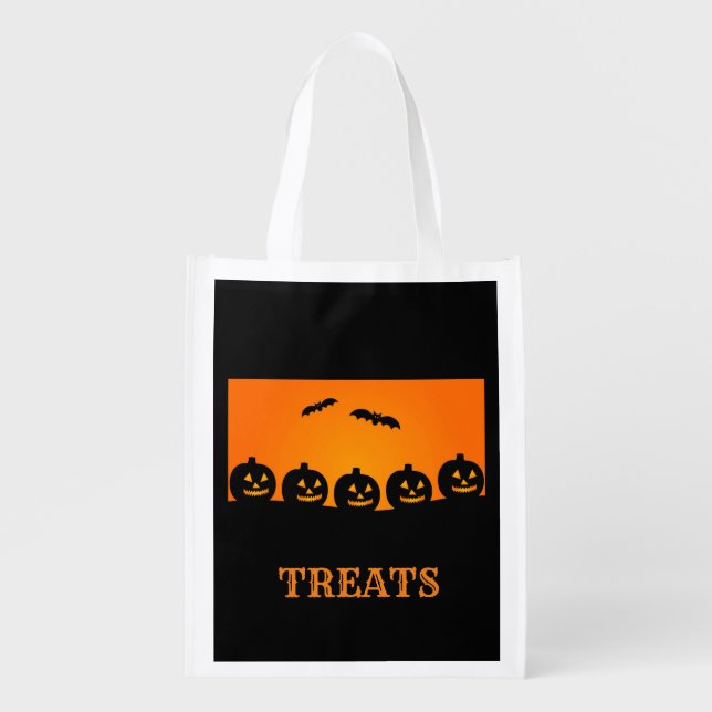 Reusable Halloween Pumpkins Treat Bag (Front)