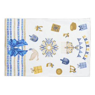 Reusable Hanukkah Gift Wrap - Bag Blue and White Pillow Case
