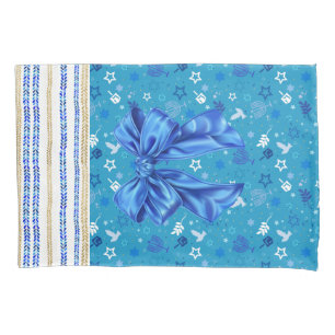 Reusable Hanukkah Gift Wrap - Bag Blue and White Pillow Case