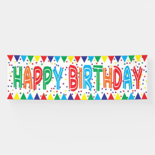 Reusable happy birthday in bright colors banner