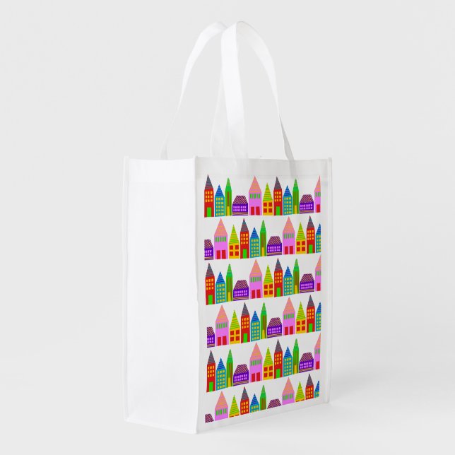 Reusable happy houses folding shopping bag (Back Side)