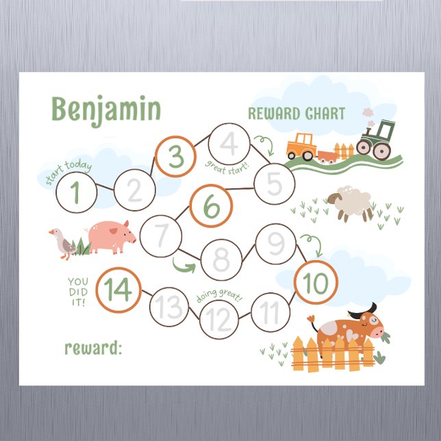 Reusable Kid's Reward Chart Potty Chart Farm Life Magnetic Dry Erase Sheet (reusable reward chart is a perfect way to begin new habits or break poor ones.)