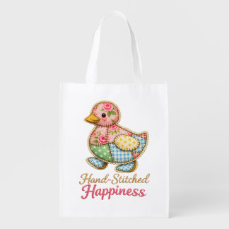 Reusable Patchwork Duck Grocery Bag – “Hand‑Stitch