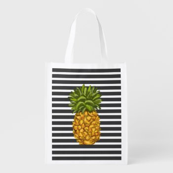 Reusable Pineapple Grocery Tote Bag by brookechanel at Zazzle