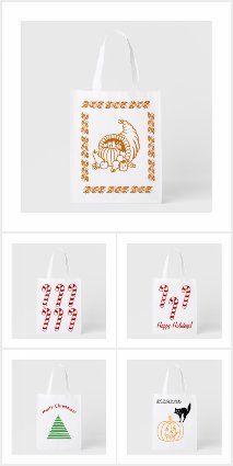 Reusable Polyester Shopping Bags - Holiday