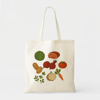 Reusable shopper tote bag with colorful vegetable