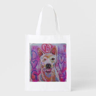 Reusable shopping bag with dog design