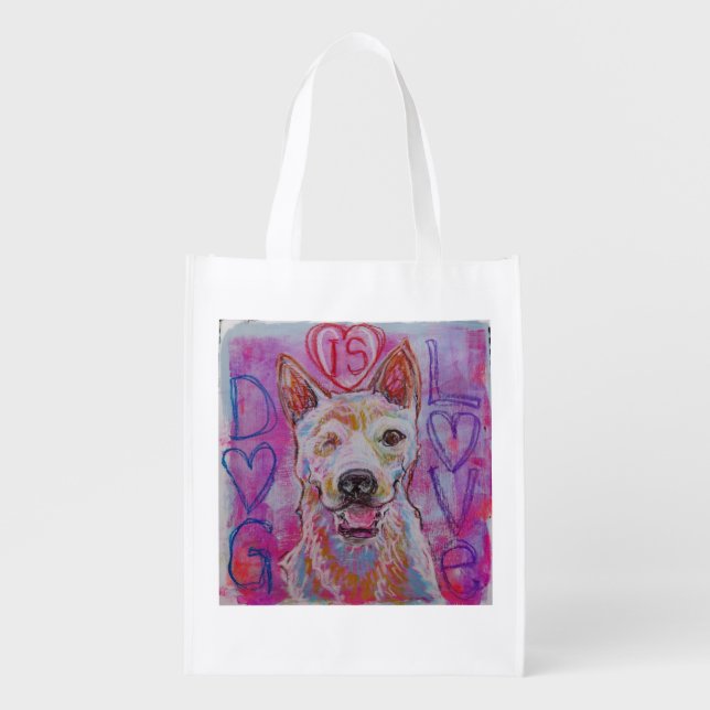 Reusable shopping bag with dog design (Front)