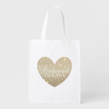 Reusable Tote - Glitter Heart Fab Bridesmaid by Evented at Zazzle