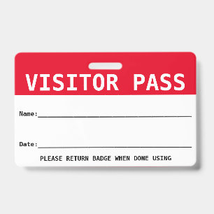 Reusable Visitor Pass / Hall Pass - Customize  Badge
