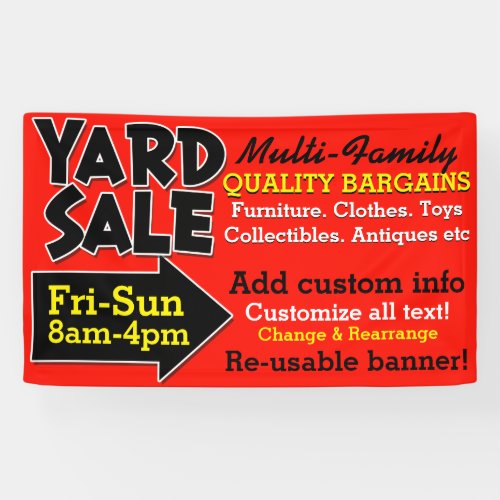 Reusable Yard Sale Garage Sale Promotional Banner