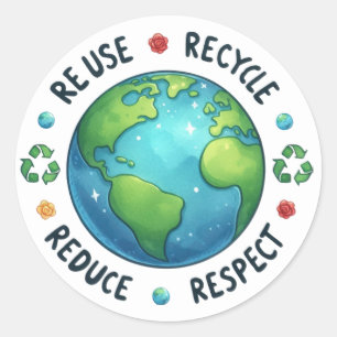 Reuse, recycle, no waste, Stickers